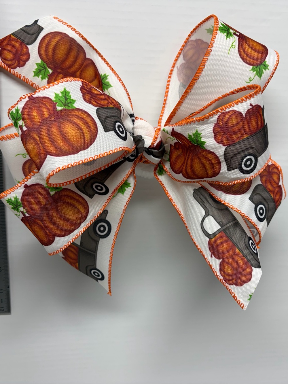 11” Fall Harvest Bow | Pumpkin & Trucks Autumn Décor
